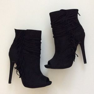 Justfab | Peeptoe black booties